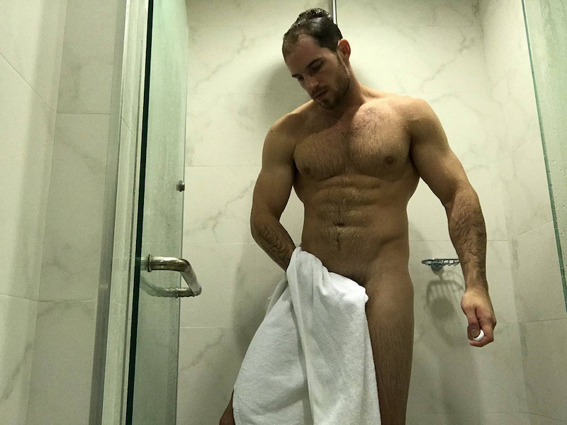 straight muscle cam hunk Brock Jacobs naked with a towel